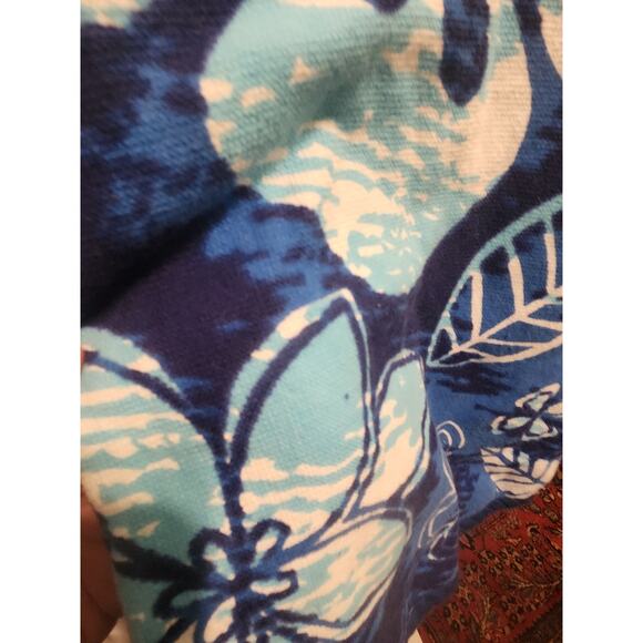 Retro Floral Blue Hooded Beach Towel Hibiscus India - Picture 5 of 5